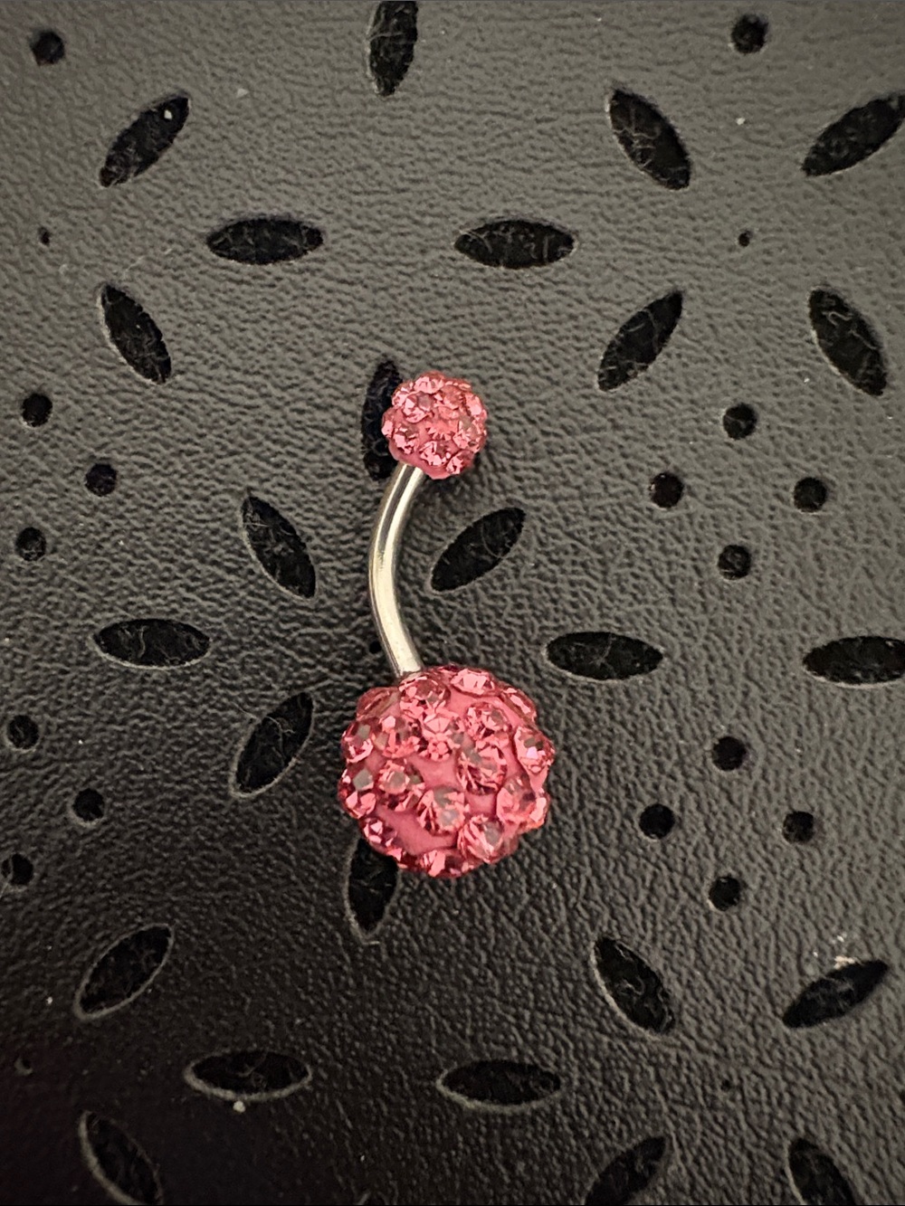 Pink Crystal Navel Ring Belly Button Jewelry